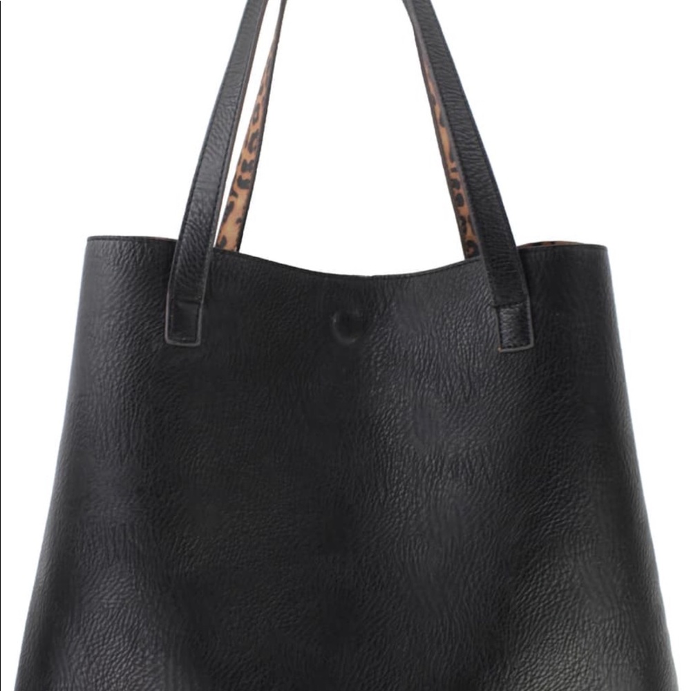 Street Level Faux Leather Reversible Large Tote+